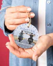 Christmas - Husband And Wife Riding Partners Circle ornament - single (porcelain) aos-circle-ornament-single-porcelain-lifestyles-01