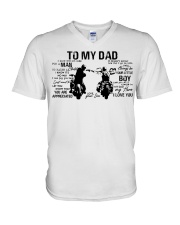 To My Dad - Motorbike - Sticker V-Neck T-Shirt tile