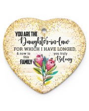 Daughter-in-law - Protea - To This Family You Heart ornament - single (porcelain) front