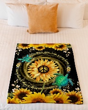 TURTLE - SUNFLOWER - YOU ARE MY SUNSHINE Small Fleece Blanket - 30" x 40" aos-coral-fleece-blanket-30x40-lifestyle-front-04
