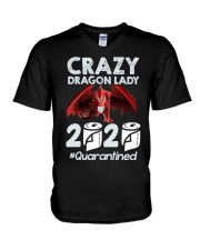 T-SHIRT - CRAZY LADY - DRAGON V-Neck T-Shirt thumbnail