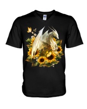Dragon - Flower - T-Shirt V-Neck T-Shirt tile