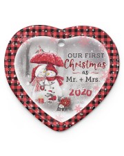 Husband and Wife - Our First Christmas 2020 Heart ornament - single (porcelain) front