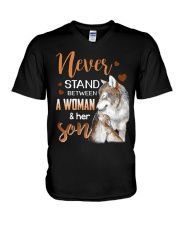 NEVER STAND - WOLF - WOMAN AND HER SON V-Neck T-Shirt thumbnail