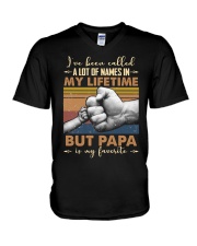 TO DAD AND GRANDPA - PAPA IS MY FAVORITE V-Neck T-Shirt tile
