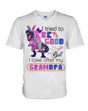 TO MY GRANDDAUGHTER - T REX - I TRIED TO BE GOOD V-Neck T-Shirt tile