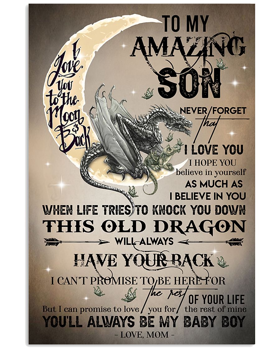 MOM TO SON - DRAGON MOON - BABY BOY 16x24 Poster