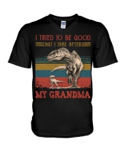 TO GRANDSON - T REX - TAKE AFTER V-Neck T-Shirt thumbnail