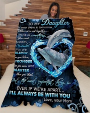 To My Daughter - Dolphin - If There Is A Tomorrow Large Fleece Blanket - 60" x 80" aos-coral-fleece-blanket-60x80-lifestyle-front-04