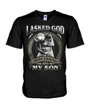 I asked god for a best friend He sent me My son V-Neck T-Shirt thumbnail