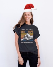 TO DAD AND GRANDPA - HANDS - I HAVE TWO TITLES Classic T-Shirt lifestyle-holiday-crewneck-front-1