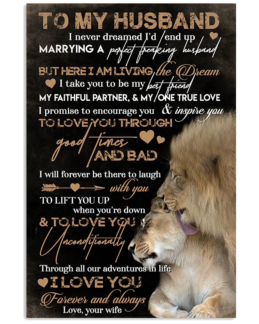 TO MY HUSBAND - LION - I LOVE YOU 16x24 Poster