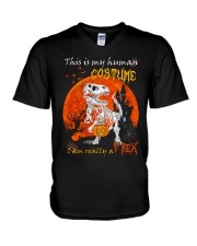 Halloween - T rex - This Is My Human Costume V-Neck T-Shirt tile