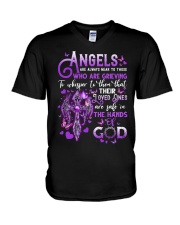 Angel - God - The Wings - Safe in The Hands V-Neck T-Shirt tile