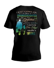 I'm not normal girl- I'm a Granddaughter to a Grandma with wings V-Neck T-Shirt tile
