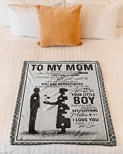SON TO MOM Small Fleece Blanket - 30" x 40" aos-coral-fleece-blanket-30x40-lifestyle-front-04