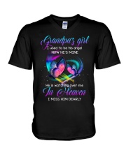 Angel Grandpa - He Is Watching Over Me In Heaven V-Neck T-Shirt tile