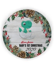 Dinosaurs - Baby's 1st Christmas - Personalized Circle Ornament (Wood tile