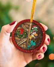 Christmas - Dinosaur - Snowy - Circle Ornament Circle ornament - single (porcelain) aos-circle-ornament-single-porcelain-lifestyles-09