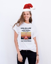 SON-IN-LAW - FLAMINGO - VINTAGE - YOU VOLUNTEERED Classic T-Shirt lifestyle-holiday-crewneck-front-1
