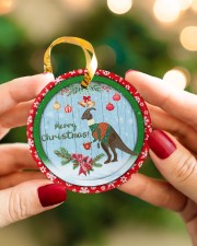 Saurus Christmas - Merry Christmas Circle ornament - single (porcelain) aos-circle-ornament-single-porcelain-lifestyles-08
