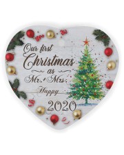 Husband and Wife - Our First Christmas 2020 Heart ornament - single (wood) thumbnail