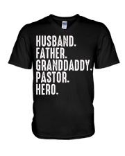 Husband-Father-Granddaddy-Pastor-Hero V-Neck T-Shirt tile