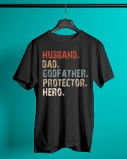Husband-Dad-Godfather-Protector-Hero Classic T-Shirt lifestyle-mens-crewneck-front-3