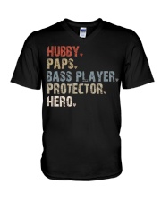 Hubby-Paps-Bass Player-Protector-Hero V-Neck T-Shirt tile
