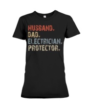 Husband-Dad-Electrician-Protector Premium Fit Ladies Tee tile