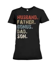 Husband - Father - Bonus - Dad - Son Premium Fit Ladies Tee tile