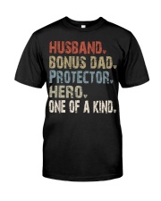 Husband-Bonus dad-Protector-Hero-One of a kind Premium Fit Mens Tee tile