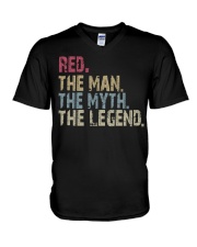 Red - The Man The Myth The Legend V-Neck T-Shirt tile