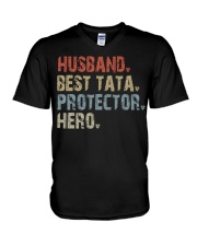 Husband - Best Tata - Protector - Hero V-Neck T-Shirt tile