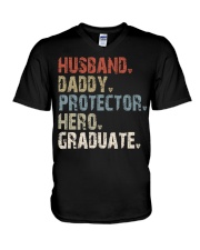 Husband - Daddy - Protector - Hero - Graduate V-Neck T-Shirt tile