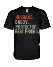 Husband-Daddy-Protector-Best Friend V-Neck T-Shirt tile
