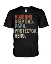 Husband - Step Dad - Papa - Protector - Hero V-Neck T-Shirt tile