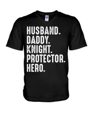 HUSBAND-DADDY-KNIGHT-PROTECTOR-HERO V-Neck T-Shirt tile