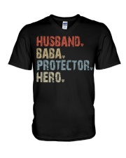 husband-baba-protector-hero V-Neck T-Shirt tile