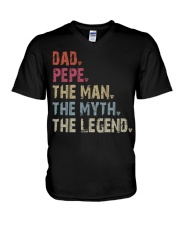 Dad - Pepe - Man Myth Legend V-Neck T-Shirt tile
