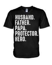 Husband Father Papa Protector Hero V-Neck T-Shirt tile
