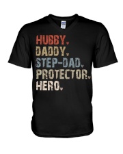 Hubby-Daddy-Step-Dad-Protector-Hero V-Neck T-Shirt tile