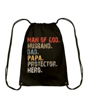 Man Of God-Husband-Dad-Papa-Protector-Hero Drawstring Bag tile