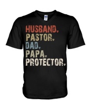 Husband - Pastor - Dad - Papa - Protector V-Neck T-Shirt tile