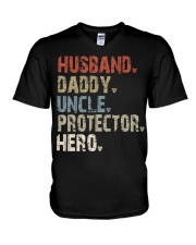 husband-daddy-uncle-protector-hero V-Neck T-Shirt tile