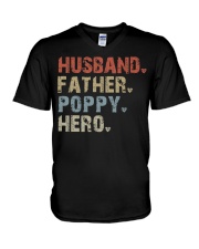Husband-Father-Poppy-Hero V-Neck T-Shirt tile