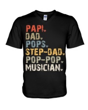 Papi-Dad-Pops-Step-Dad-Pop-Pop-Musician V-Neck T-Shirt tile