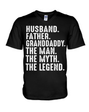 husband-father-granddaddy-the man V-Neck T-Shirt tile