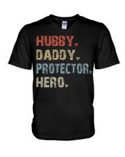 HUBBY-DADDY-PROTECTOR-HERO V-Neck T-Shirt tile