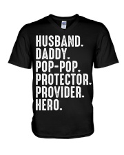 Husband-Daddy-Pop-Pop-Protector-Provider-Hero V-Neck T-Shirt tile